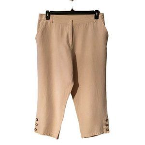 Linen Blend Plus Size 14 Boho Hi-Rise Cropped Wide‎ Leg Pants Boho Beachy